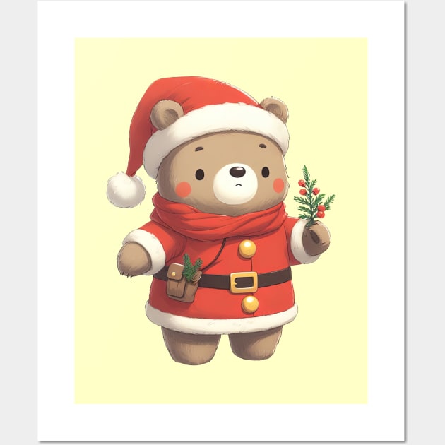Cute Christmas Bear Santa Wall Art by Takeda_Art